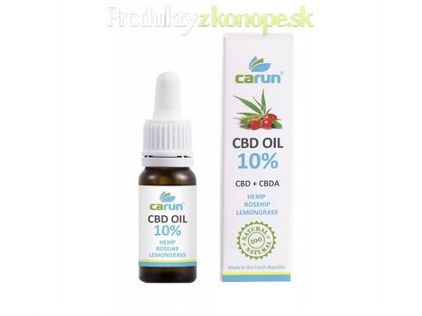 CBD + CBDA konopný olej 10% so šípkovým olejom a citrónovou trávou Carun 10ml